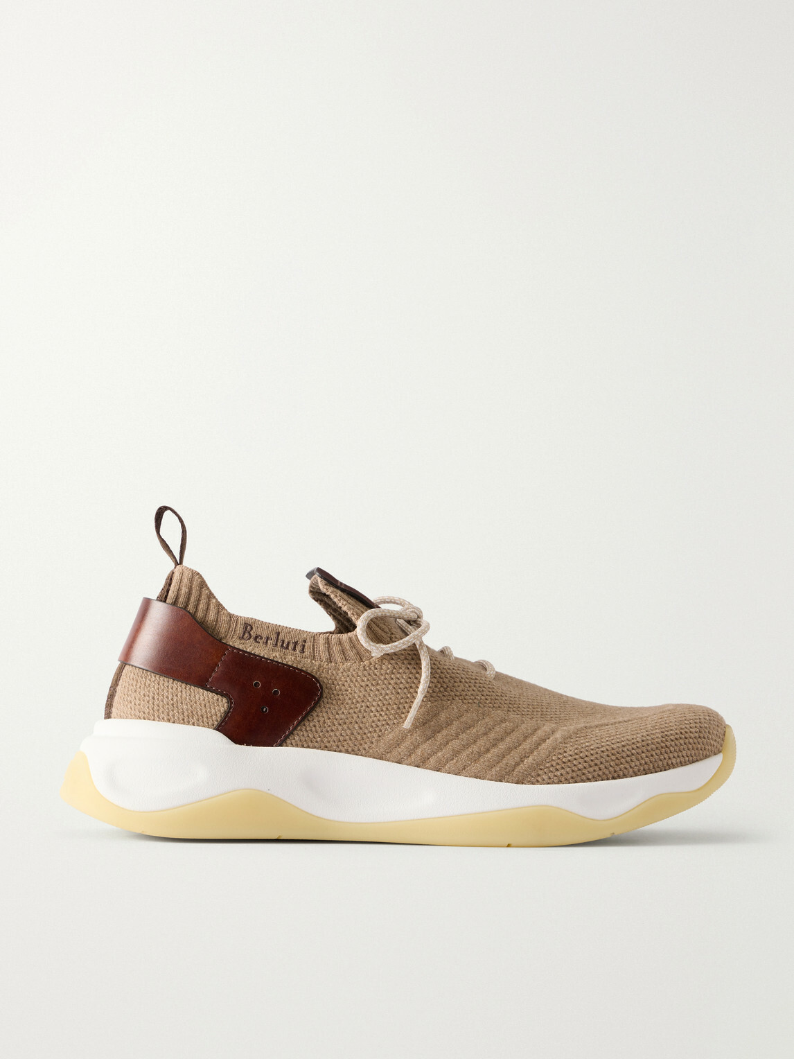Berluti - Shadow Leather-Trimmed Stretch-Cashmere Sneakers - Neutrals