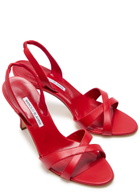 Manolo Blahnik Callasli 90 Leather Slingback Sandals Red