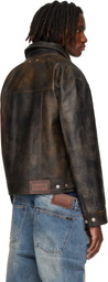 Andersson Bell Brown Leather Patchwork Trucker Jacket