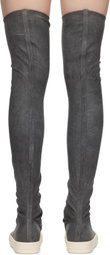 Rick Owens DRKSHDW Gray Porterville High Sock Sneaks Tall Boots