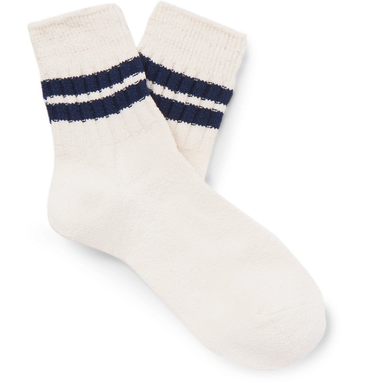 Photo: Anonymous Ism - Striped Cotton-Blend Socks - Neutrals