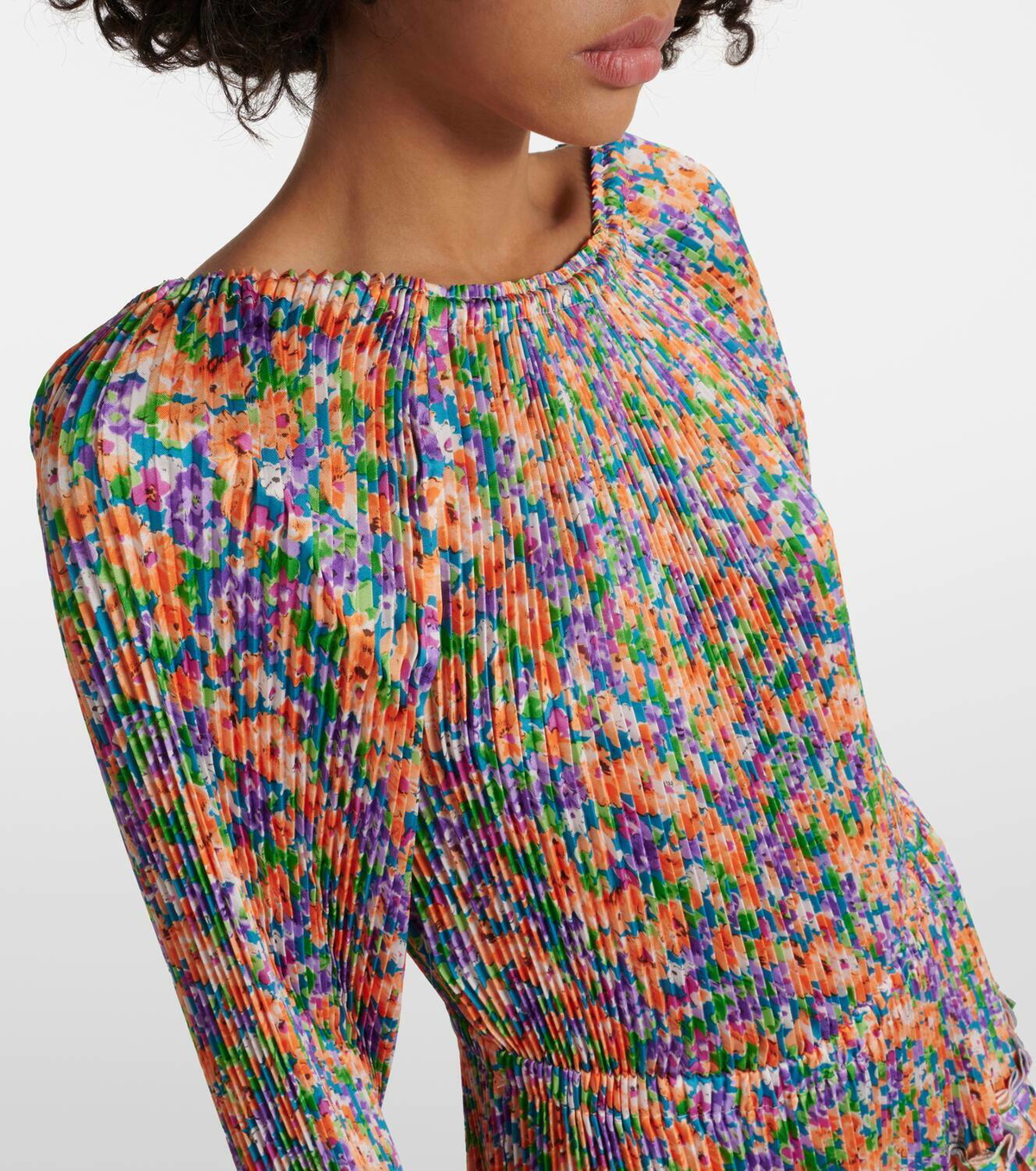 Plan C Floral pleated midi dress