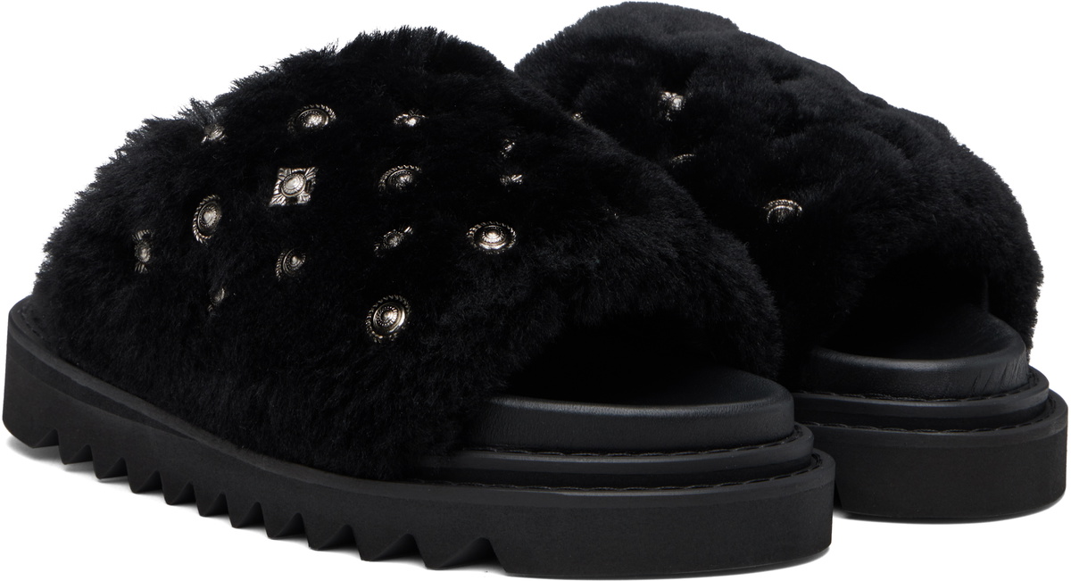 Toga Virilis Black Shearling Sandals