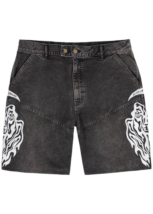Photo: Warren Lotas Embroidered Denim Shorts Black