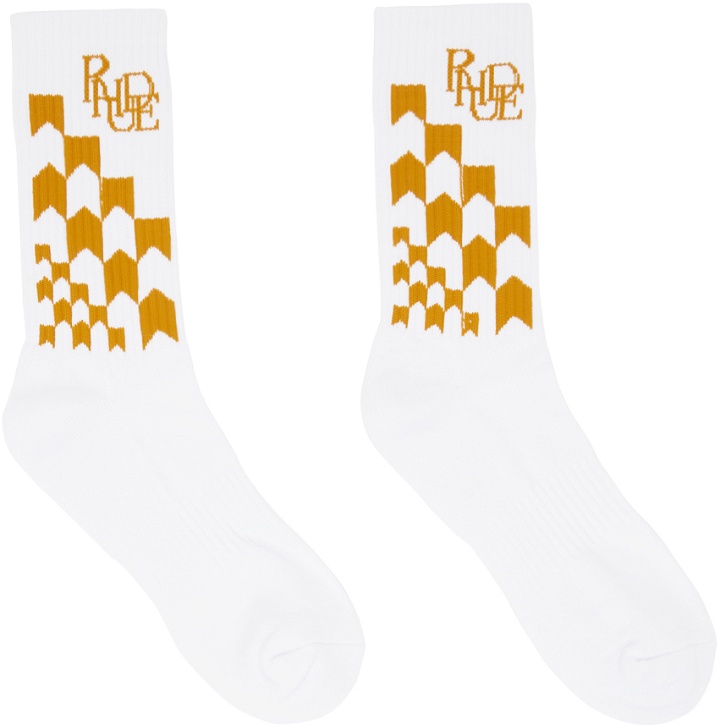 Photo: Rhude White & Yellow Racing Socks