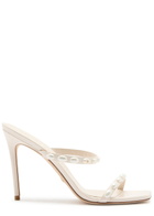 Stuart Weitzman Aleena Pearlita 100 Leather Sandals White