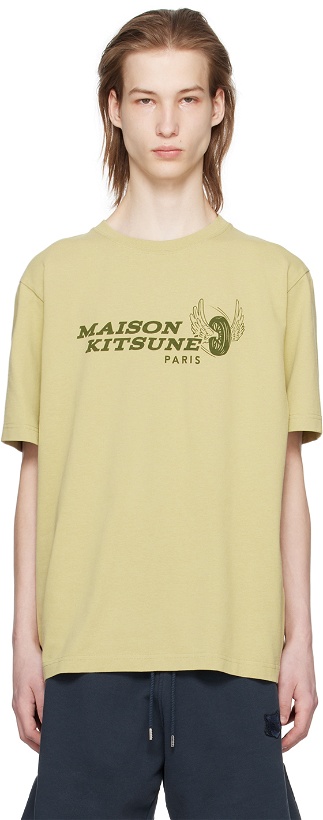 Photo: Maison Kitsuné Khaki Racing Wheels T-Shirt