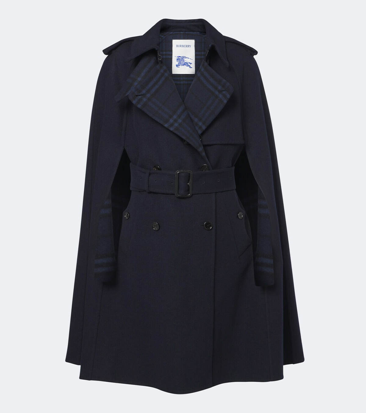 Burberry Burberry Check belted wool cape