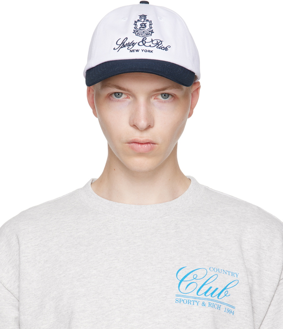 Sporty & Rich White & Navy Vendome Cap Sporty & Rich