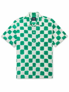 Drake's - Convertible-Collar Checked Cotton Shirt - Green