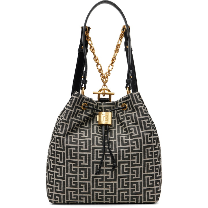 Photo: BALMAIN Black Pulse Monogram Jacquard Backpack