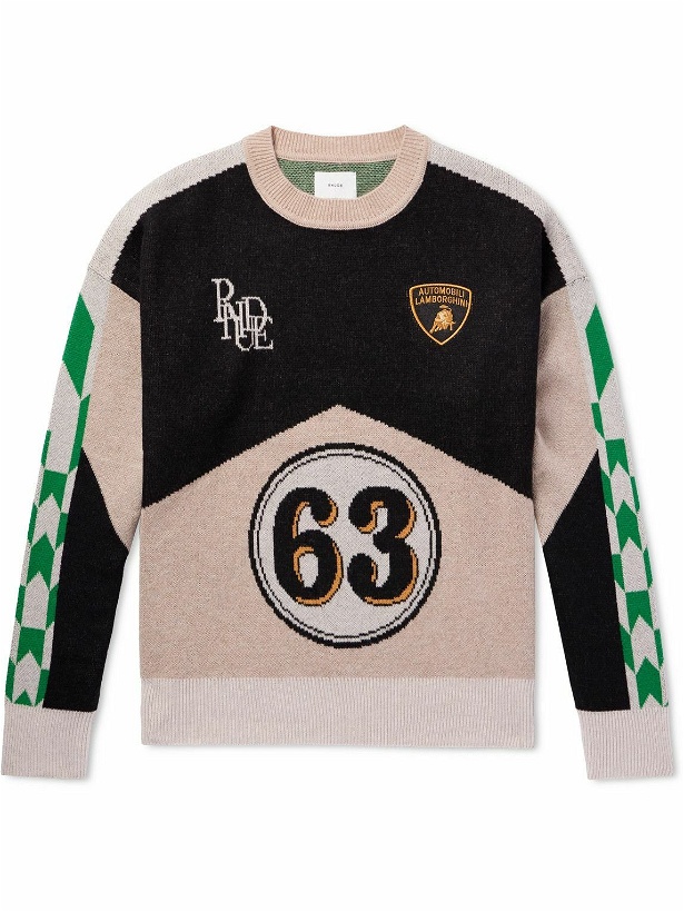 Photo: Rhude - Lamborghini Logo-Appliquéd Wool and Cashmere-Blend Sweater - Black