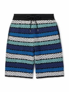 Missoni - Straight-Leg Striped Cotton-Blend Bouclé Drawstring Shorts - Blue