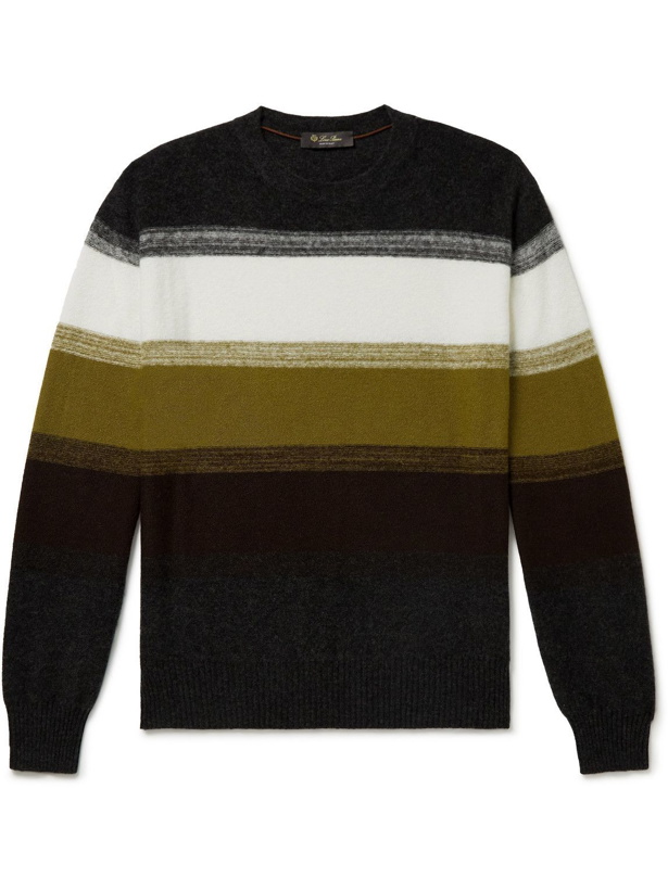 Photo: Loro Piana - Glenshell Striped Cashmere and Silk-Blend Sweater - Multi