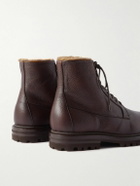 Brunello Cucinelli - Shearling-Lined Full-Grain Leather Boots - Brown
