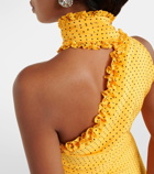Alessandra Rich Polka-dot one-shoulder silk maxi dress