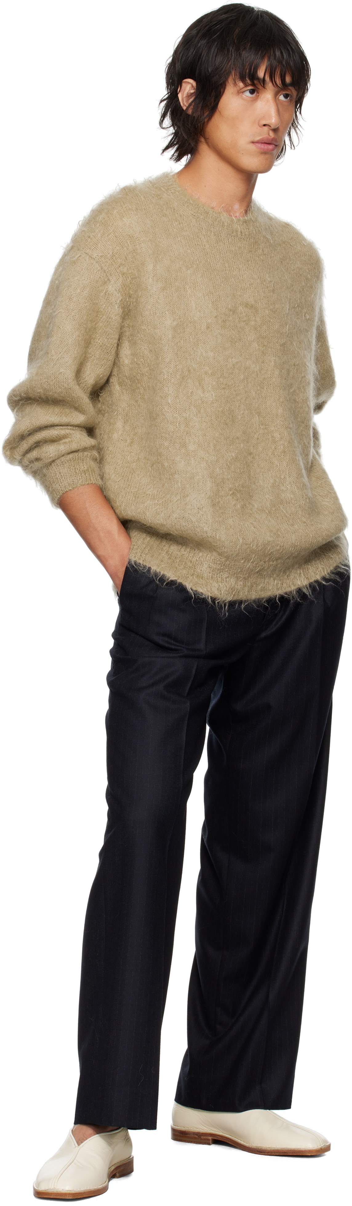 AURALEE Beige Super Kid Mohair Sweater Auralee