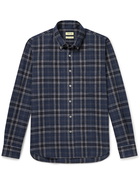 De Bonne Facture - Button-Down Collar Checked Brushed Cotton-Flannel Shirt - Blue