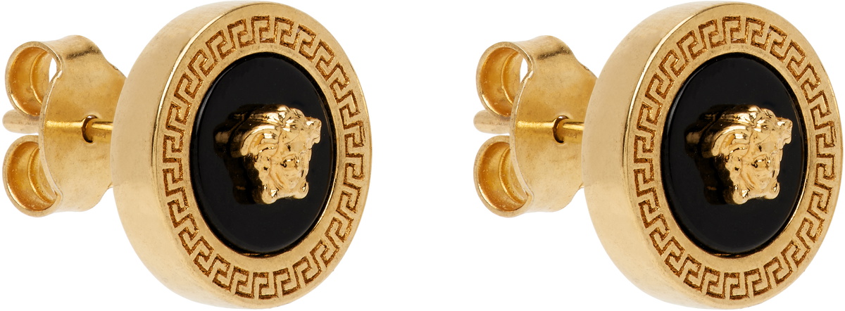 Versace Gold Enamel Medusa Stud Earrings