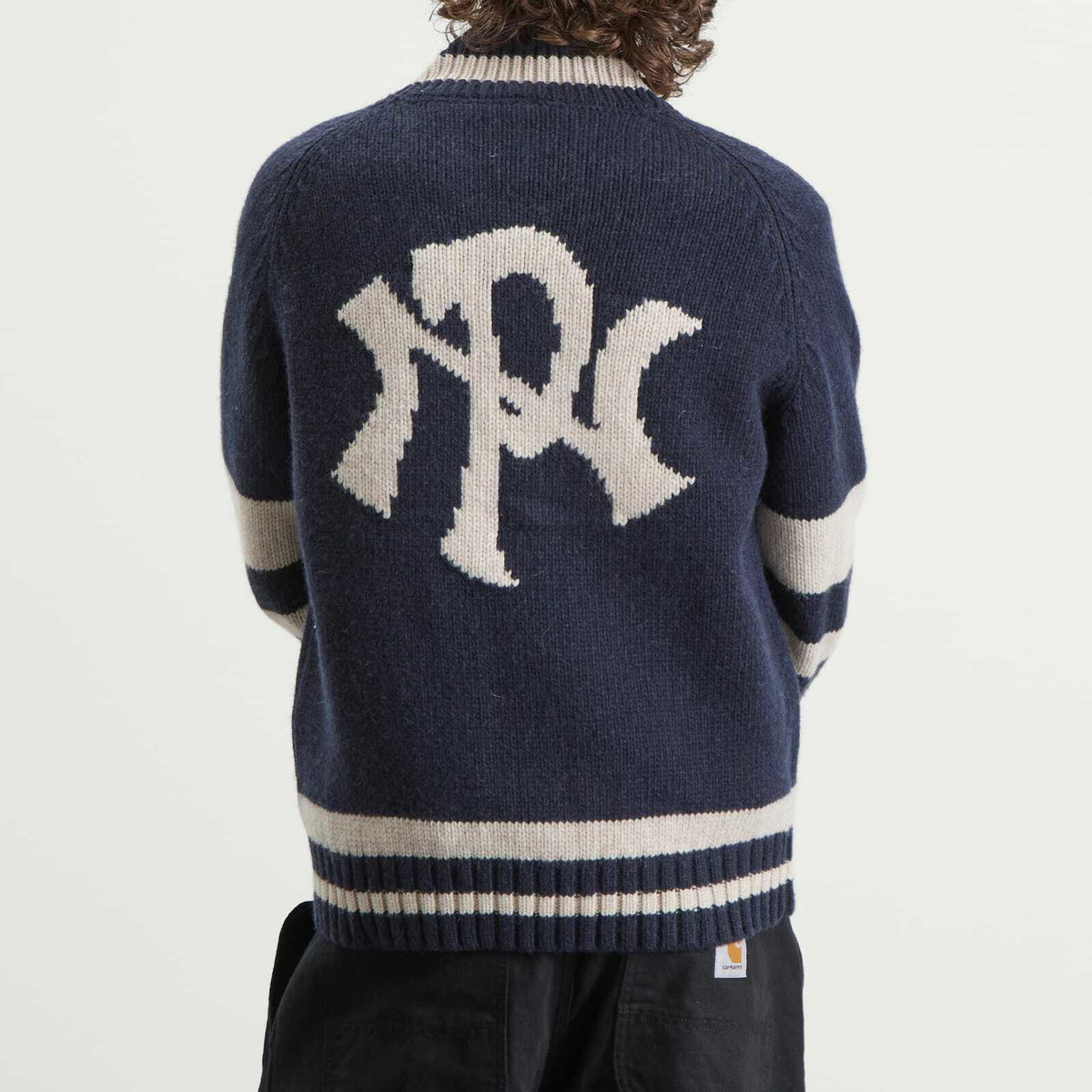 No Problemo Men's NYP Varsity Zip Knit in Navy