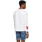 Comme des Garcons Play White and Red Logo Multi Hearts Long Sleeve T-Shirt