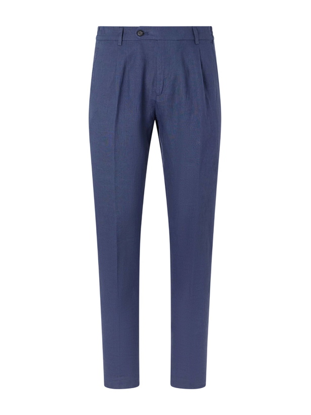 Photo: Eleventy - Flat Front Chino Linen Trousers - Blue