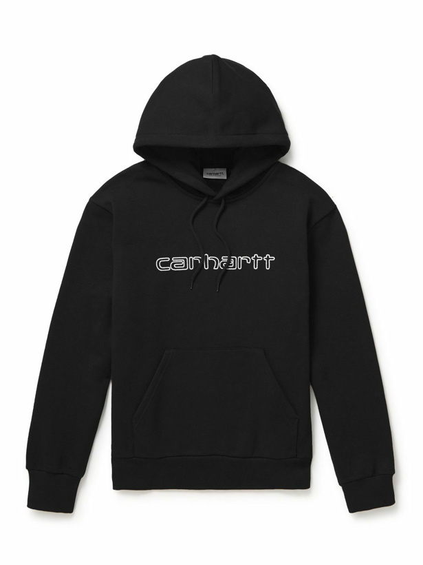 Photo: Carhartt WIP - Elzy Logo-Embroidered Cotton-Blend Jersey Hoodie - Black
