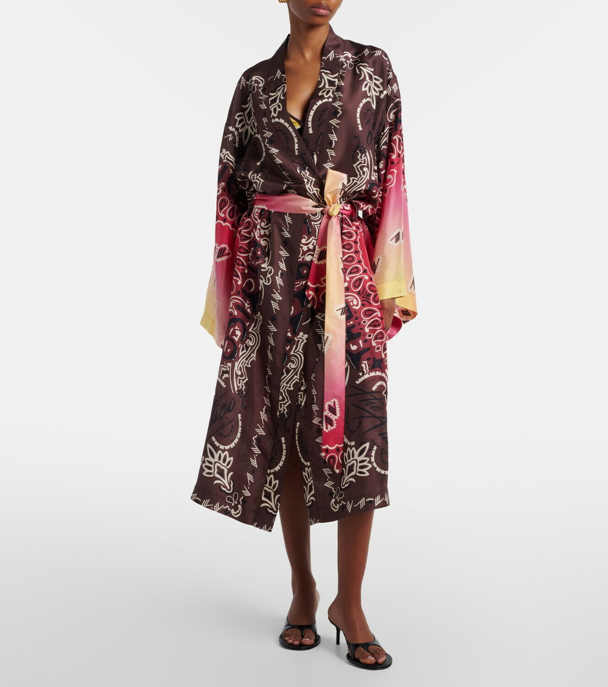 The Attico Printed silk beach cover-up