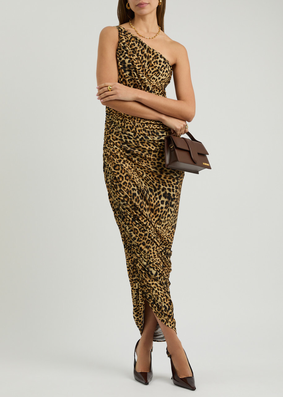Norma Kamali Diana XL Leopard Stretch-jersey Maxi Dress Brown