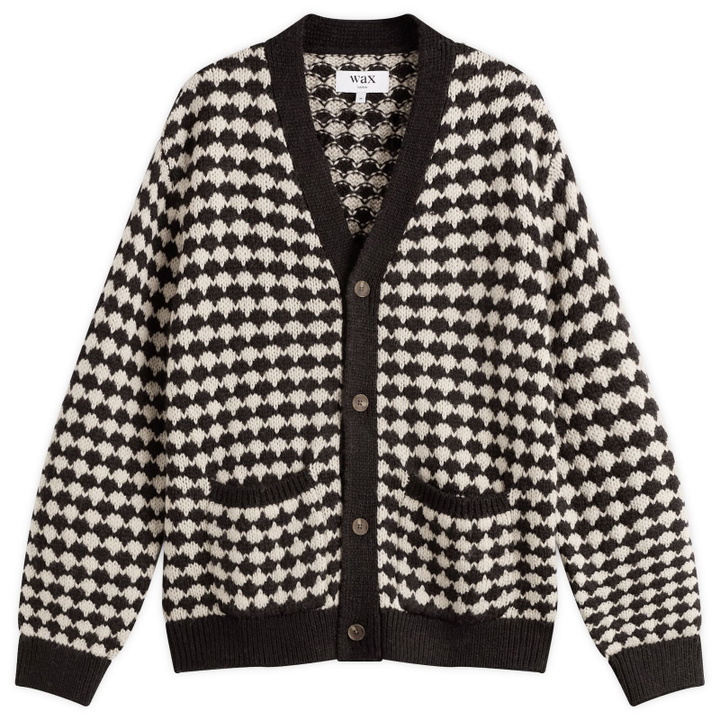 Photo: Wax London Men's Walker Bubble Knit Cardigan in Black/Ecru