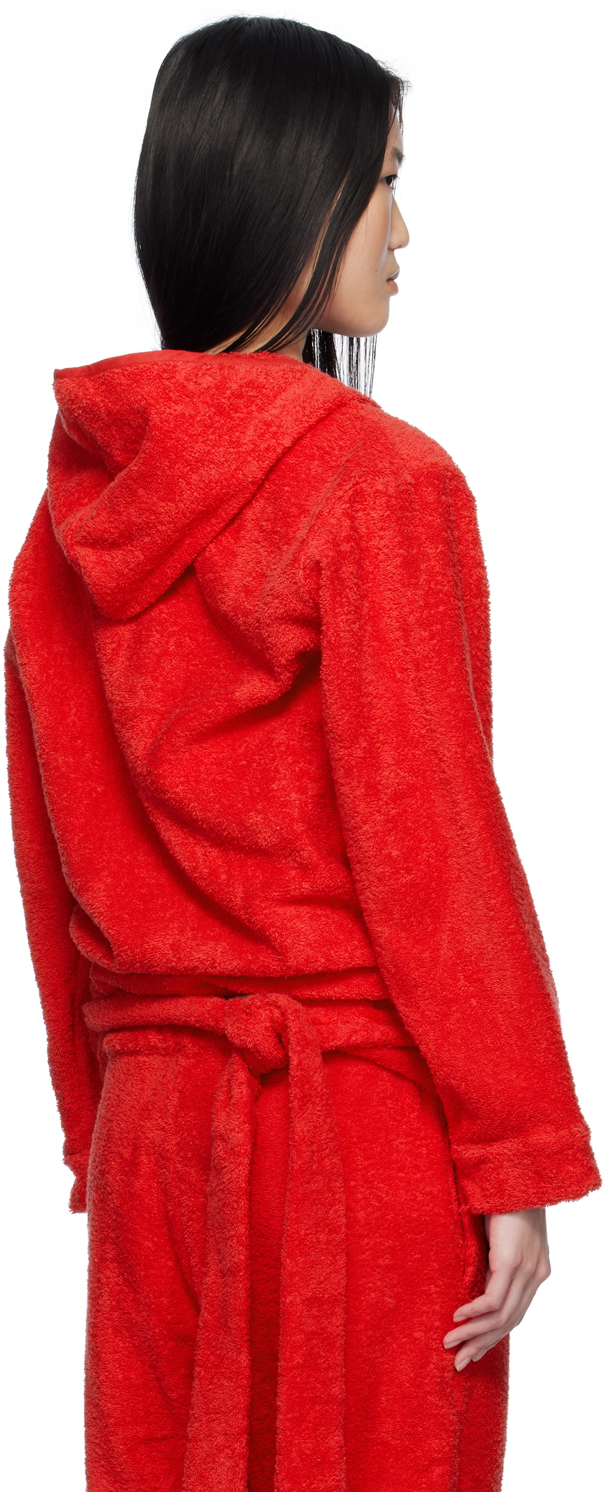 Bless Red BathrobeV-hood Terrycloth Hoodie