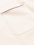 ERMENEGILDO ZEGNA - Slim-Fit Leather-Trimmed Cotton-Piqué Polo Shirt - Neutrals
