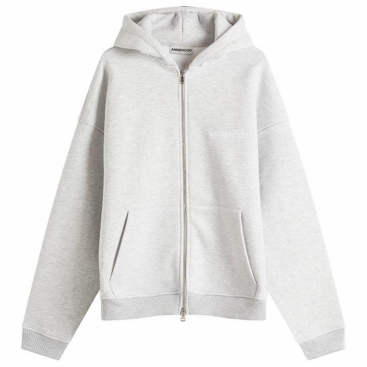 Photo: ANNIE HOOD Men's Logo Zip Hoodie in Grey