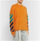 Off-White - Logo-Jacquard Mohair-Blend Sweater - Orange