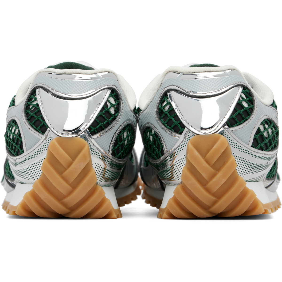 Bottega Veneta Silver & Green Orbit Sneakers