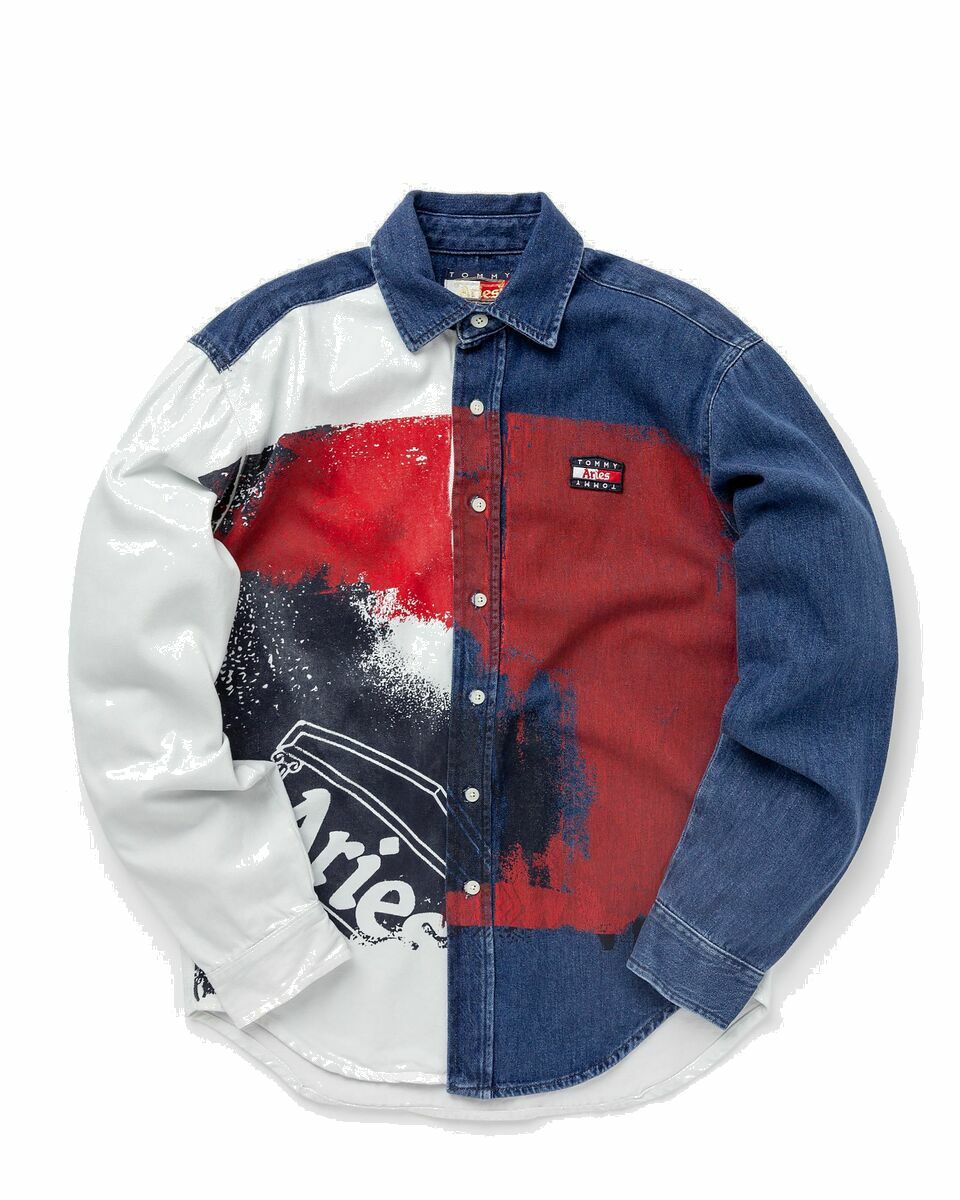 Photo: Tommy Jeans Tommy X Aries Denim Flag Shirt Multi - Mens - Longsleeves|Shirts & Blouses