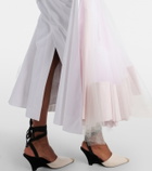 Jacquemus Mireio tulle-trimmed cotton poplin midi skirt