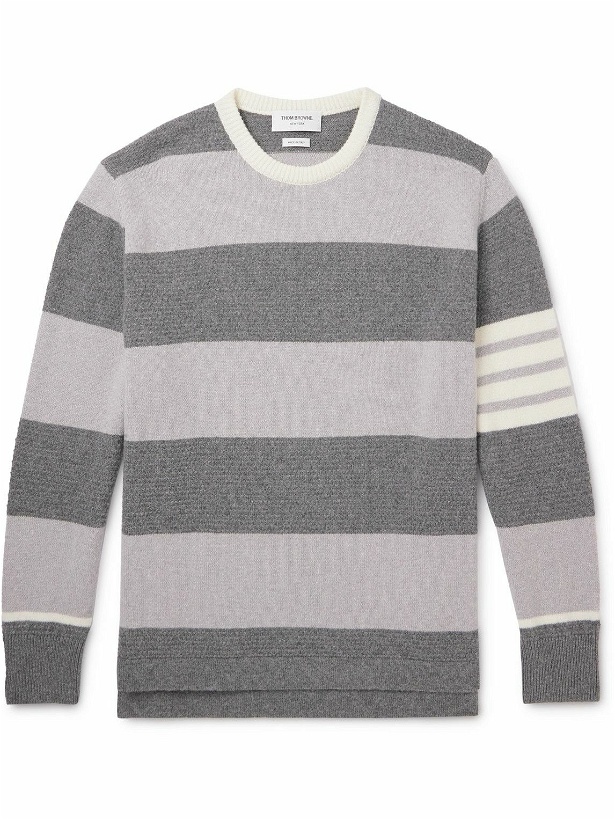 Photo: Thom Browne - Slim-Fit Striped Wool Sweater - Gray