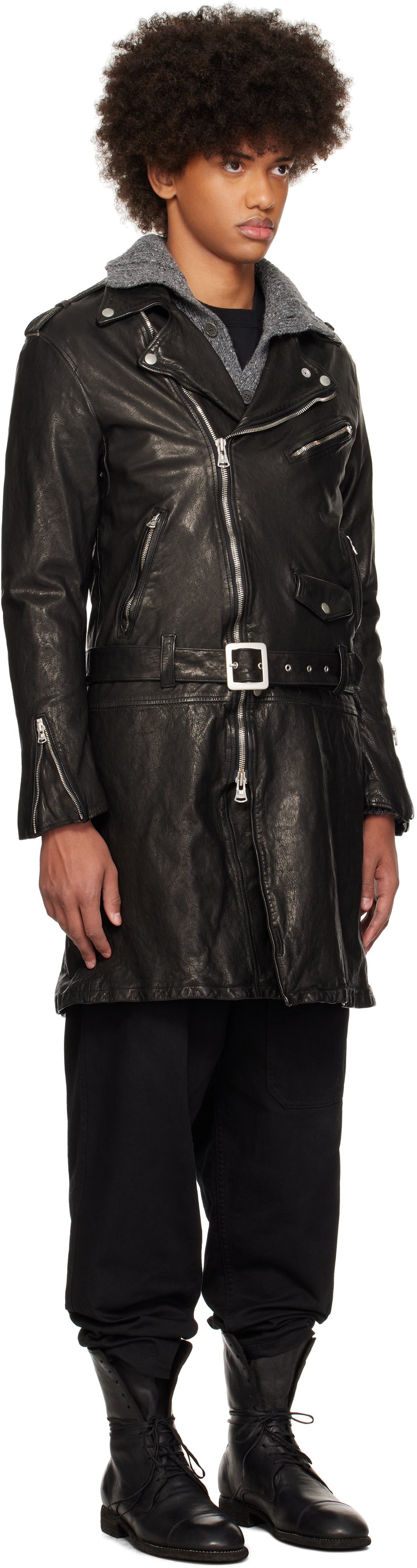 YOHJI YAMAMOTO Black Backlash Furniture Riders Leather Jacket