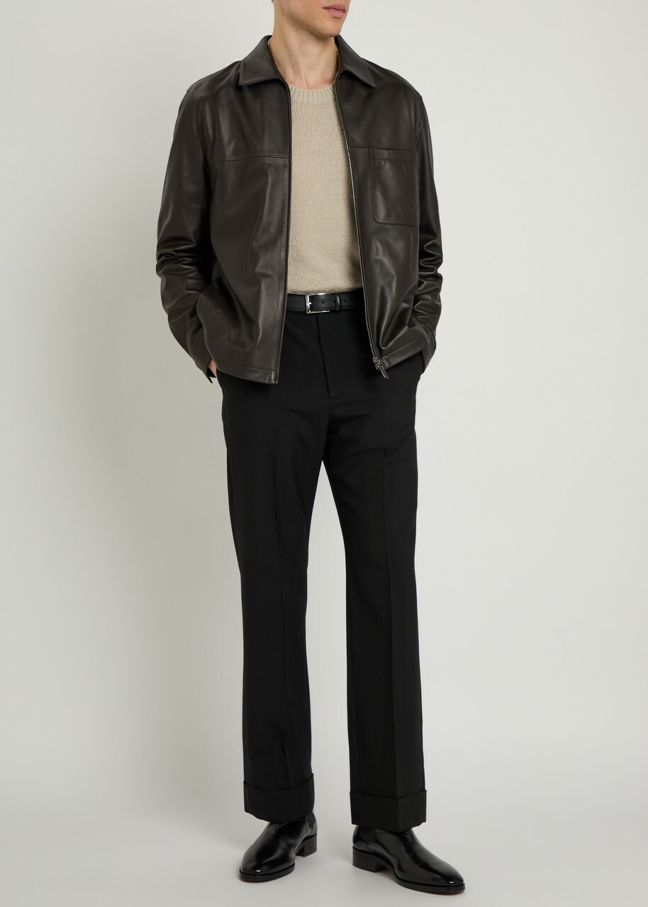 Tods Leather Overshirt Brown