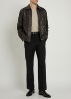 Tods Leather Overshirt Brown