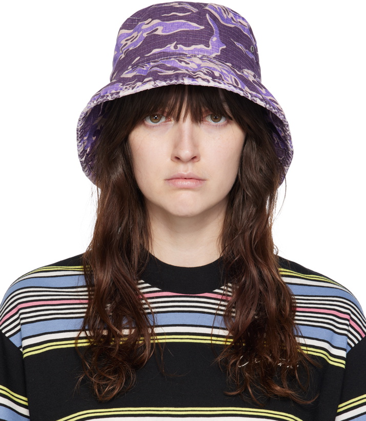 Photo: Acne Studios Purple Brimmo Flame Camo Bucket Hat