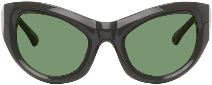 Photo: Dries Van Noten Grey Linda Farrow Edition Cat-Eye Sunglasses