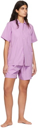 Tekla Purple Poplin Pyjama Shorts