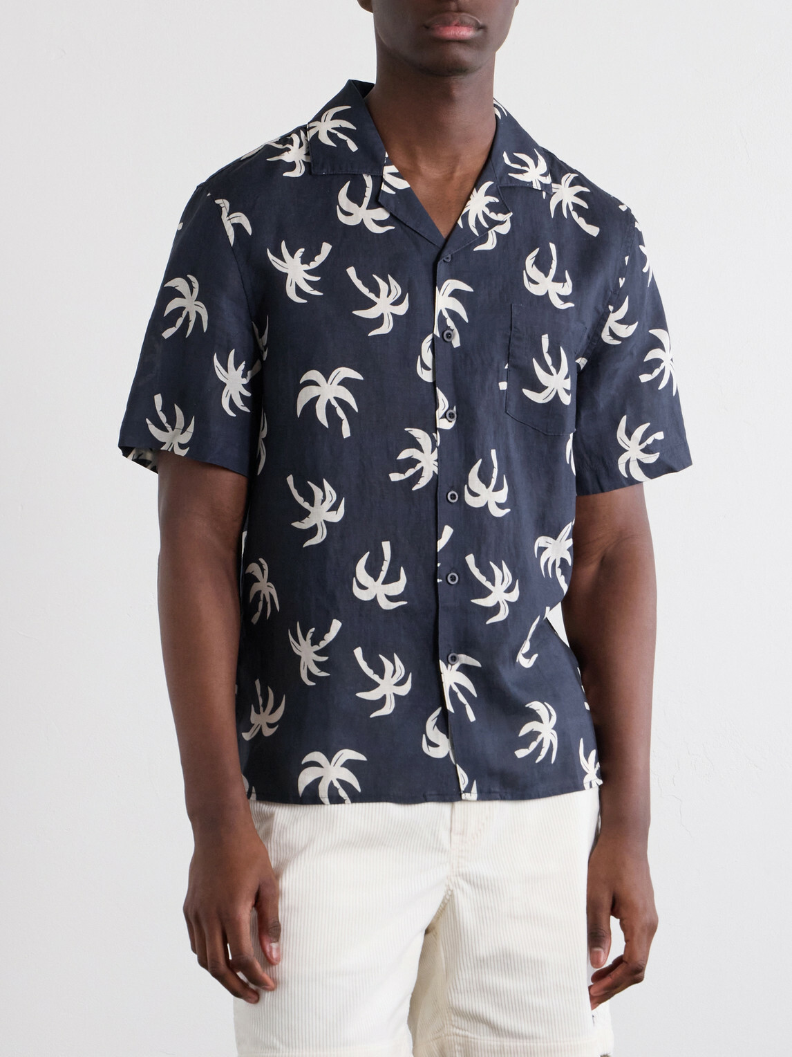 Onia - Camp-Collar Printed Linen and Lyocell-Blend Shirt - Blue