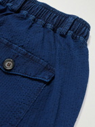 Oliver Spencer - Straight-Leg Cotton-Seersucker Drawstring Suit Trousers - Blue