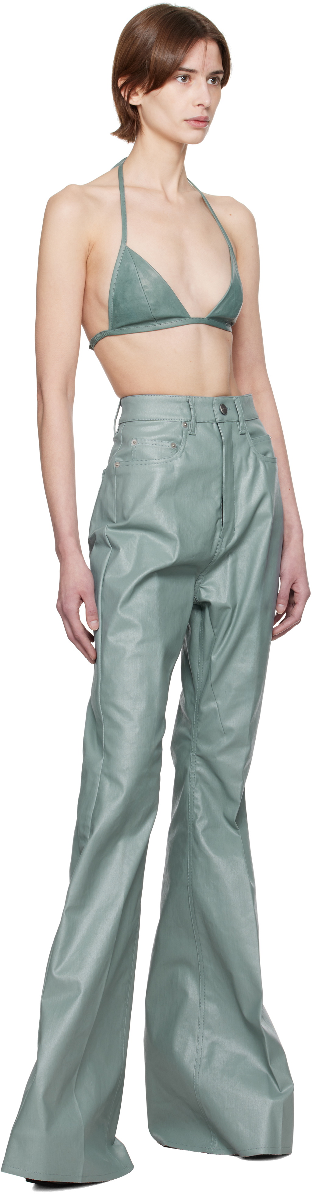 Rick Owens Blue Hollywood Waxy Lamb Leather Bra