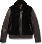 Belstaff - Grizzly Shearling-Trimmed Padded Leather Jacket - Brown