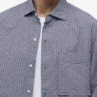 FrizmWORKS Men's Seersucker Stripe Napoli Shirt in Blue