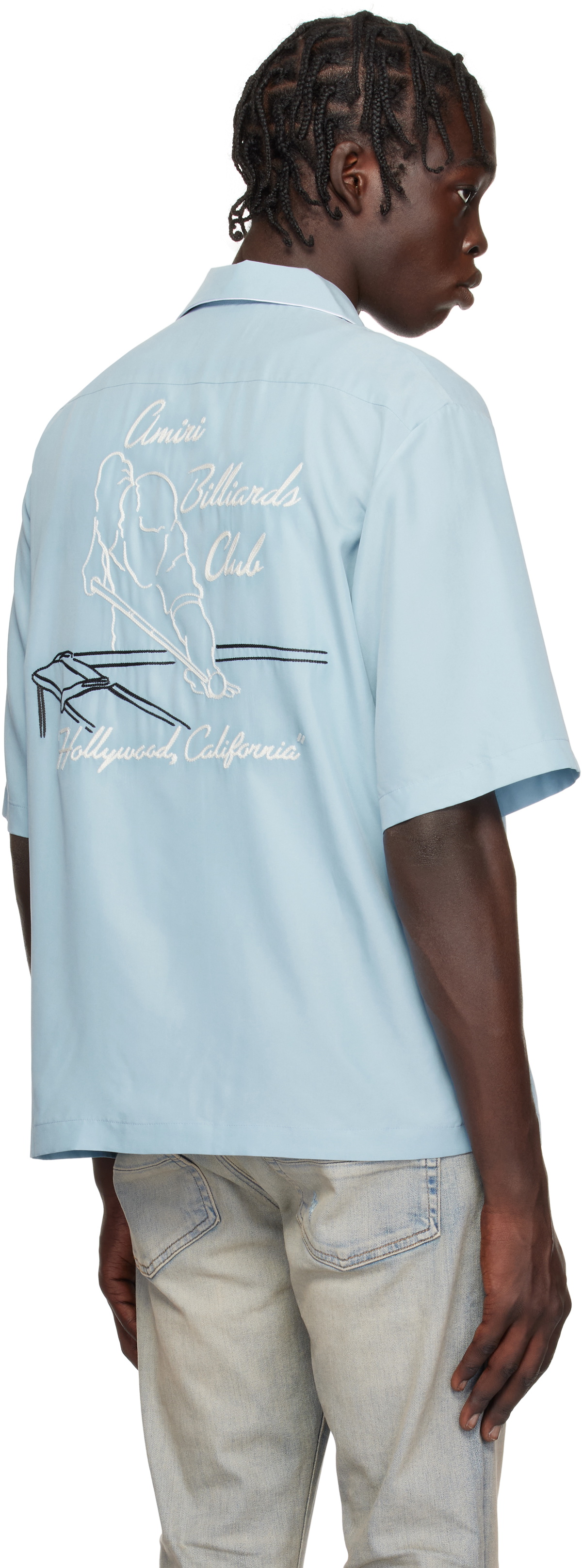 AMIRI Blue 'Billiards Club' Camp Shirt